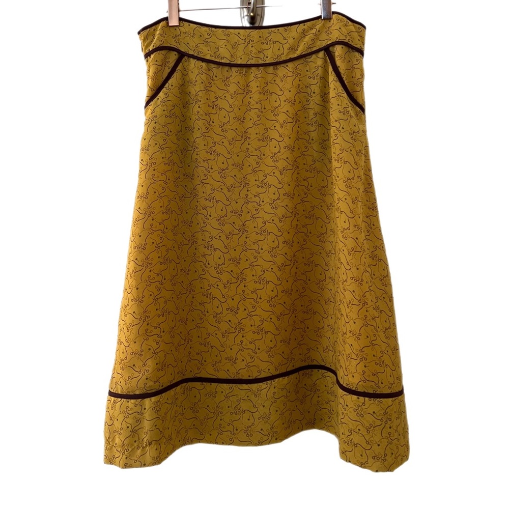 NWOT Nick & Mo Mustard/Brown Size 7 Midi Skirt